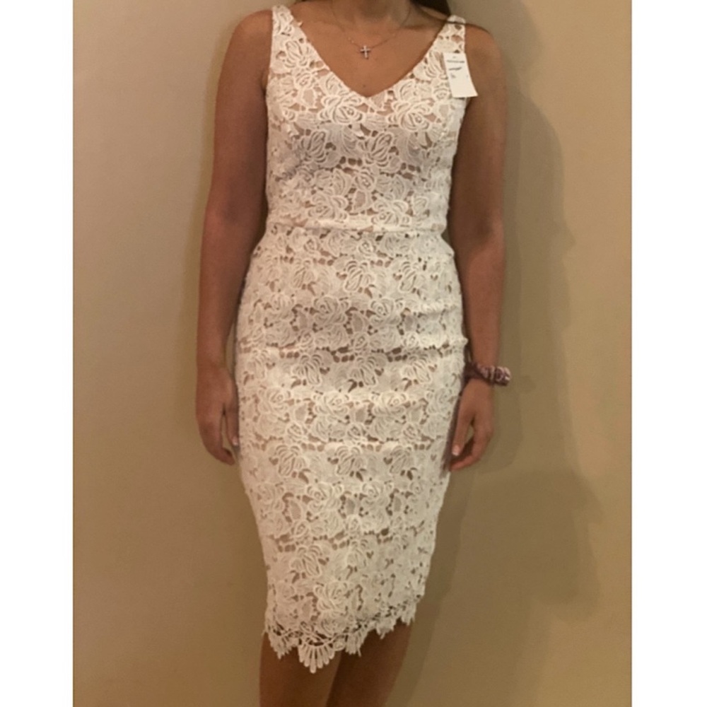 White Lace Midi Dress